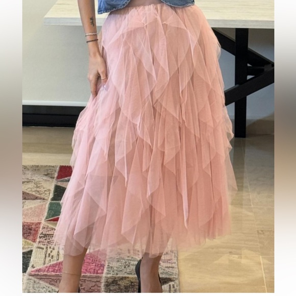 Elasticity Gauze Pleated Solid Color Split-Joint A-Line Loose Skirts - Picture 4 of 5